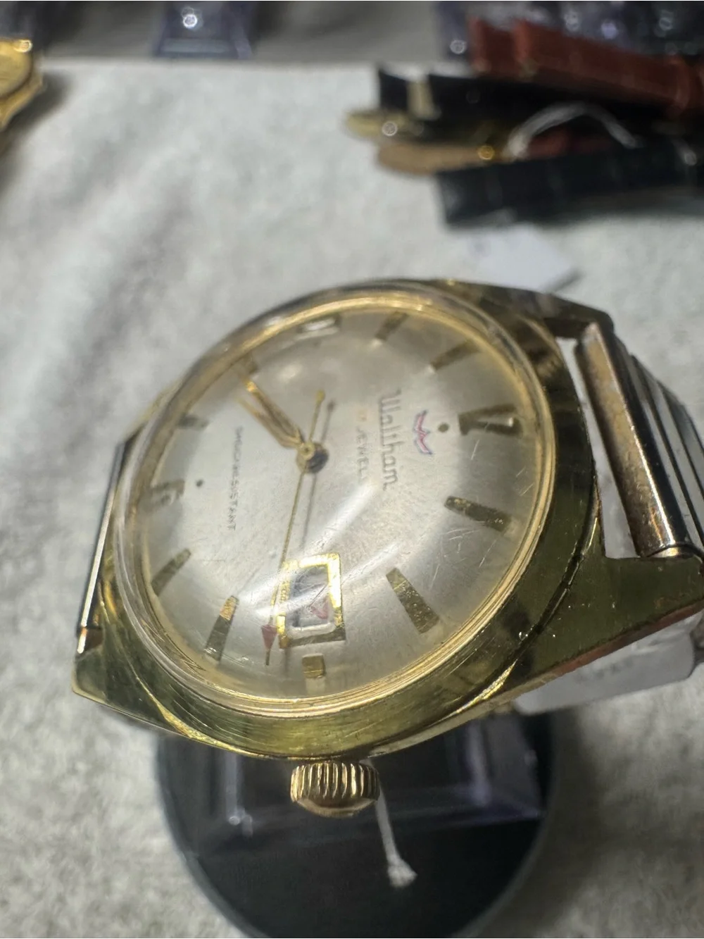 Waltham Men's Gold-Tone Shock Resistant Watch - Silver Dial